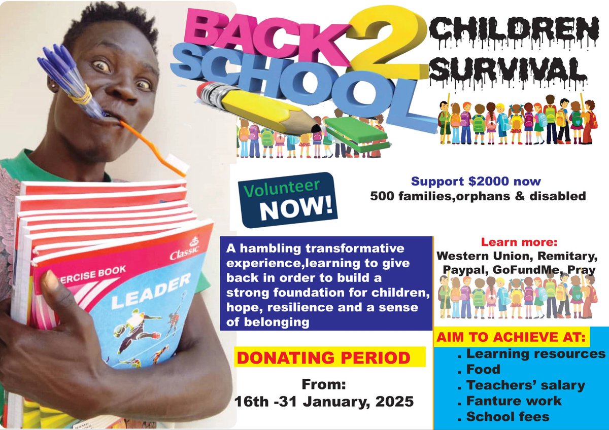 Mission was unsuccessfully.lets go feel the bags and school for children with learning resources, teachers, monthly funding,food baskets etc..
gofund.me/3c18a945