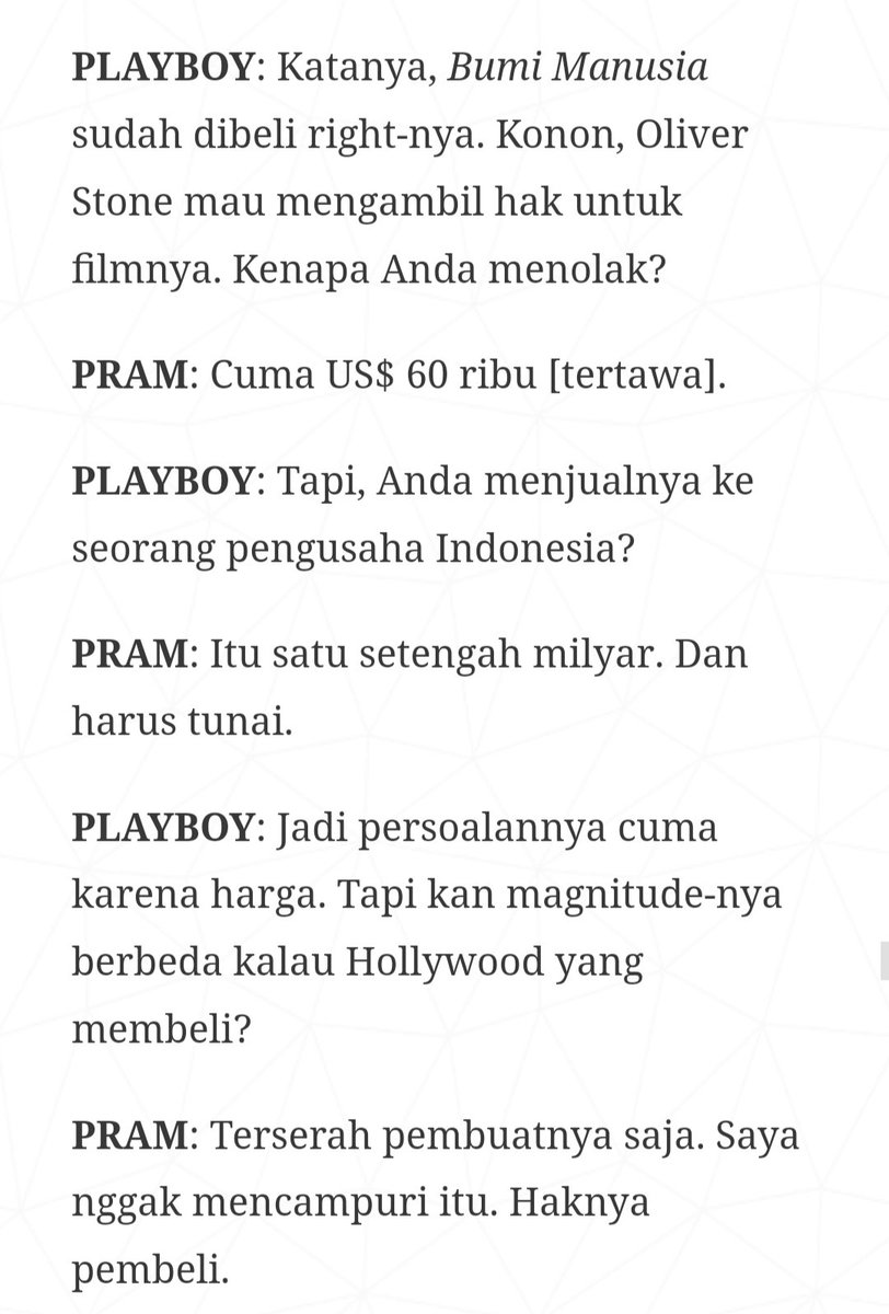 Sementara itu Pram di tahun terakhir hidupnya: