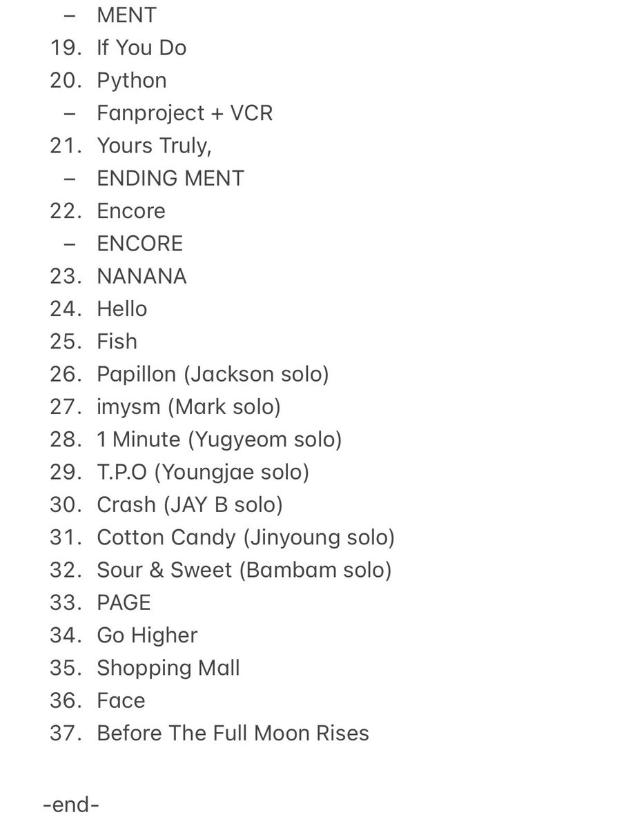 imjaebooms's tweet image. 250202 GOT7 &amp;lt;NESTFEST&amp;gt; CONCERT DAY 3 SETLIST 

(everything the same except Encore)

NESTFEST DAY 3
#GOT7_NESTFEST_Day3
#GOT7_NESTFEST
#GOT7 #갓세븐 @GOT7Official
