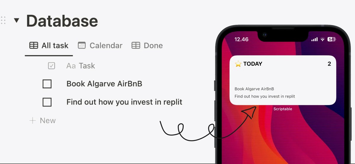 NielsRD's tweet image. Another notion custom iOS widget.
See your tasks from your notion database on your homescreen. Download this template or others at: semiserious.software 🚀📱 #notion #scriptable #ioswidgets
