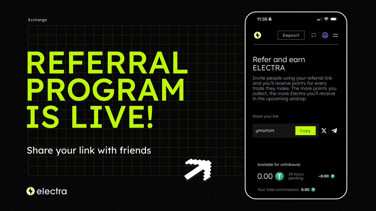 Invite Frens = Earn More

⚡️ Great news, Electrons! We have finally launched our Referral program.

👥 Now you could earn even more while enjoying trading in Electra’s Terminal!