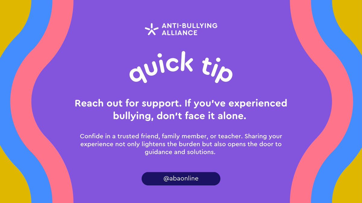 ⏰Quick Tip⏰ 

Reach out for support. If you've experienced bullying, don't face it alone. #SelfCareSunday 

Find advice and support here: buff.ly/3LXlMlK