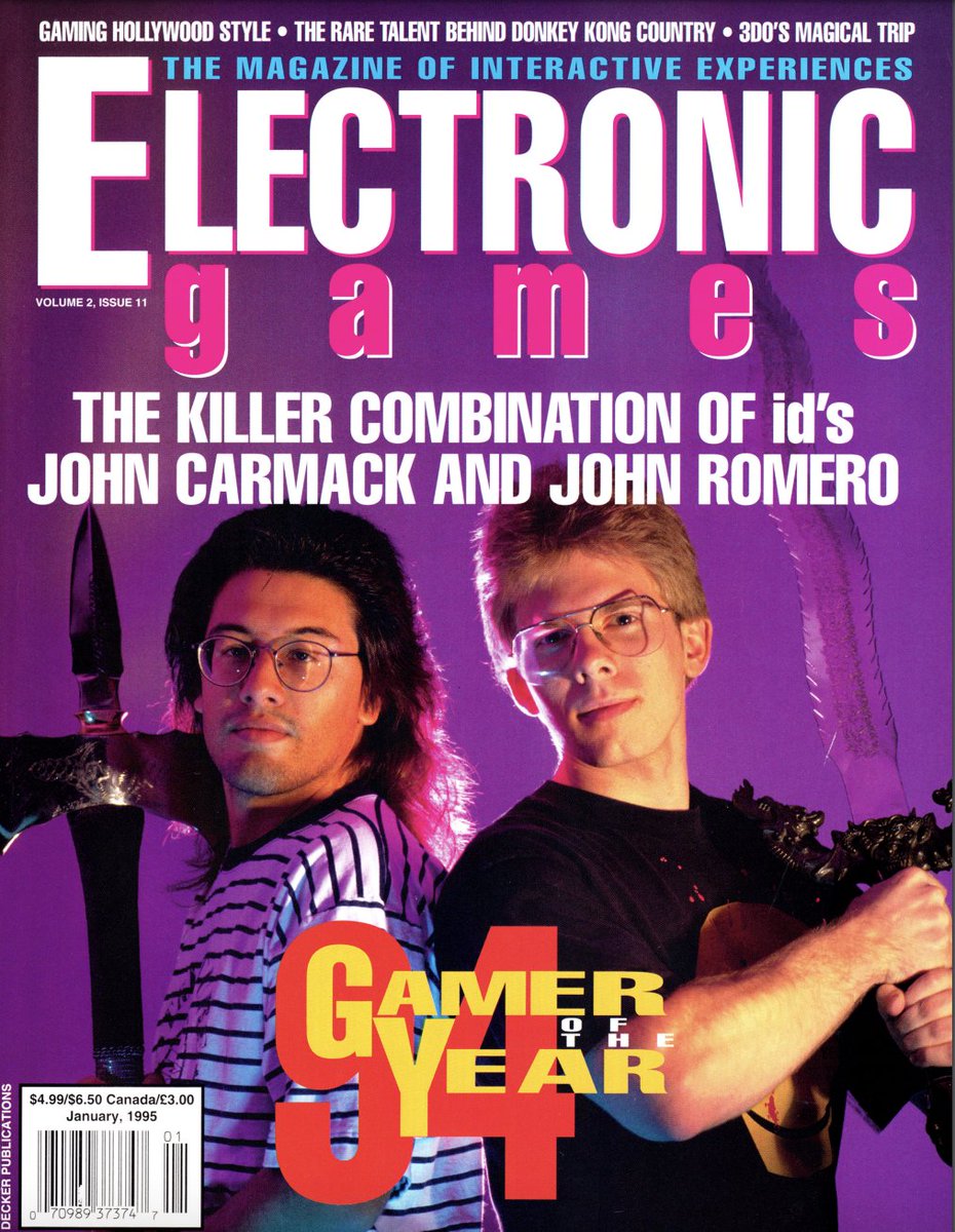 american80s's tweet image. Impossibly young John Carmack and John Romero on the cover of Electronic Games magazine in 1995...

#IDsoftware #Shareware #PCgaming #RetroComputers #DOOM #Wolfenstein
