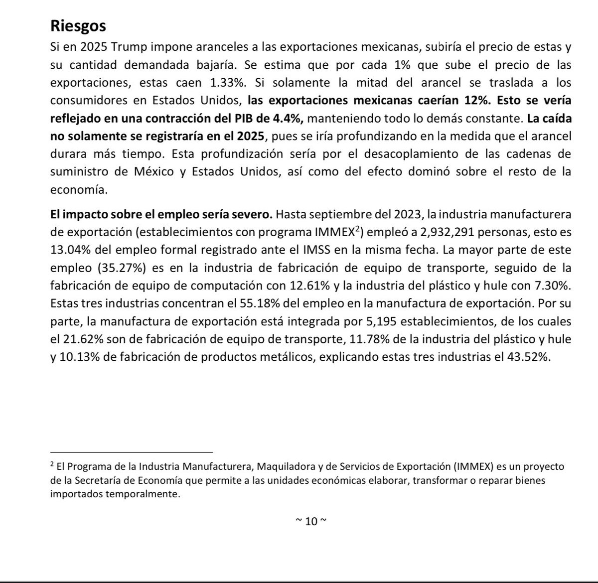 GabySillerP's tweet photo. En noviembre con el triunfo de Trump, hicimos en @BANCO_BASE un análisis del riesgo que implicaba la amenaza del arancel de 25%. 
Anexo lo más relevante. https://t.co/2SPWz9Ds3f