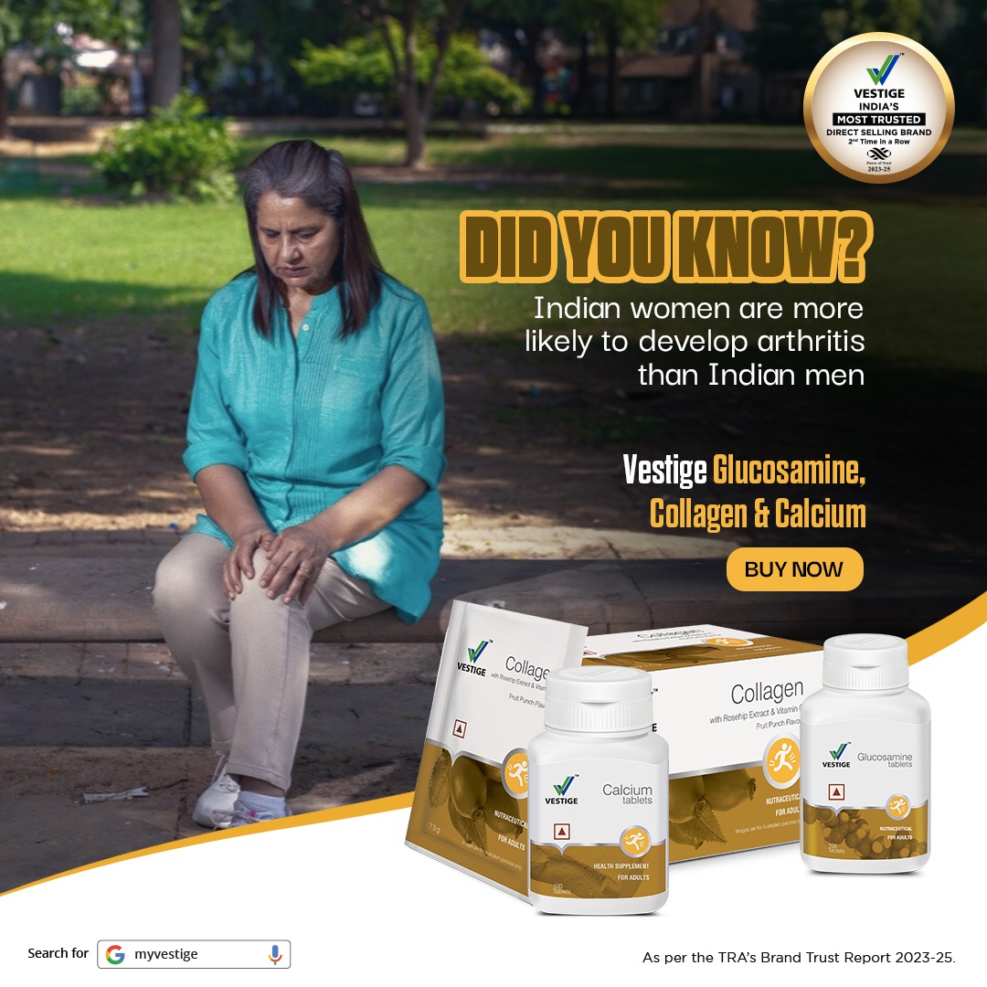 vestigemkt's tweet photo. As we age, joint health becomes crucial for everyone, regardless of gender.
Support your joints with Vestige Glucosamine, Collagen & Calcium to enhance strength, flexibility, and mobility.
Take care of your joints today for a healthier tomorrow!
#Vestige #wellness #wellth https://t.co/SmIKfeiN2c