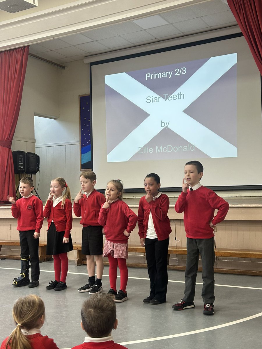 Well done to the children selected from our class to recite at the Scots Verse Assembly this week. They performed our poem ‘Sair Teeth’ with confidence, expression and put on a wonderful performance. We will post a video next week of the whole class recital next week.