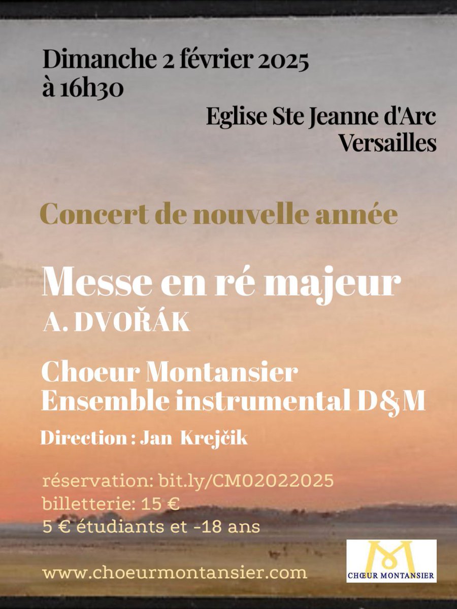marc2frem's tweet photo. C’est aujourd’hui!
à 16h30 église Ste Jeanne d’Arc de Versailles 
« Messe en ré maj. » de Dvořák 
par le Choeur Montansier et l’orchestre D&amp;M
https://t.co/zCiGhNqTB1 https://t.co/8NY5UfF0Q4