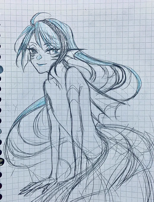 長髪ジェ見たすぎて描き始めた 