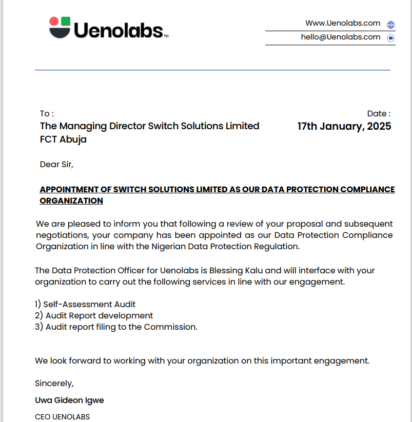 UsefredbyUENO's tweet image. After reviews of proposals and subsequent negotiations, the FRED team decided to work with switch solutions as our data protection compliance organisation in line with the Nigerian Data Protection Regulation.

Going above and beyond for every student!

 #Edtech #Edtechstartups
