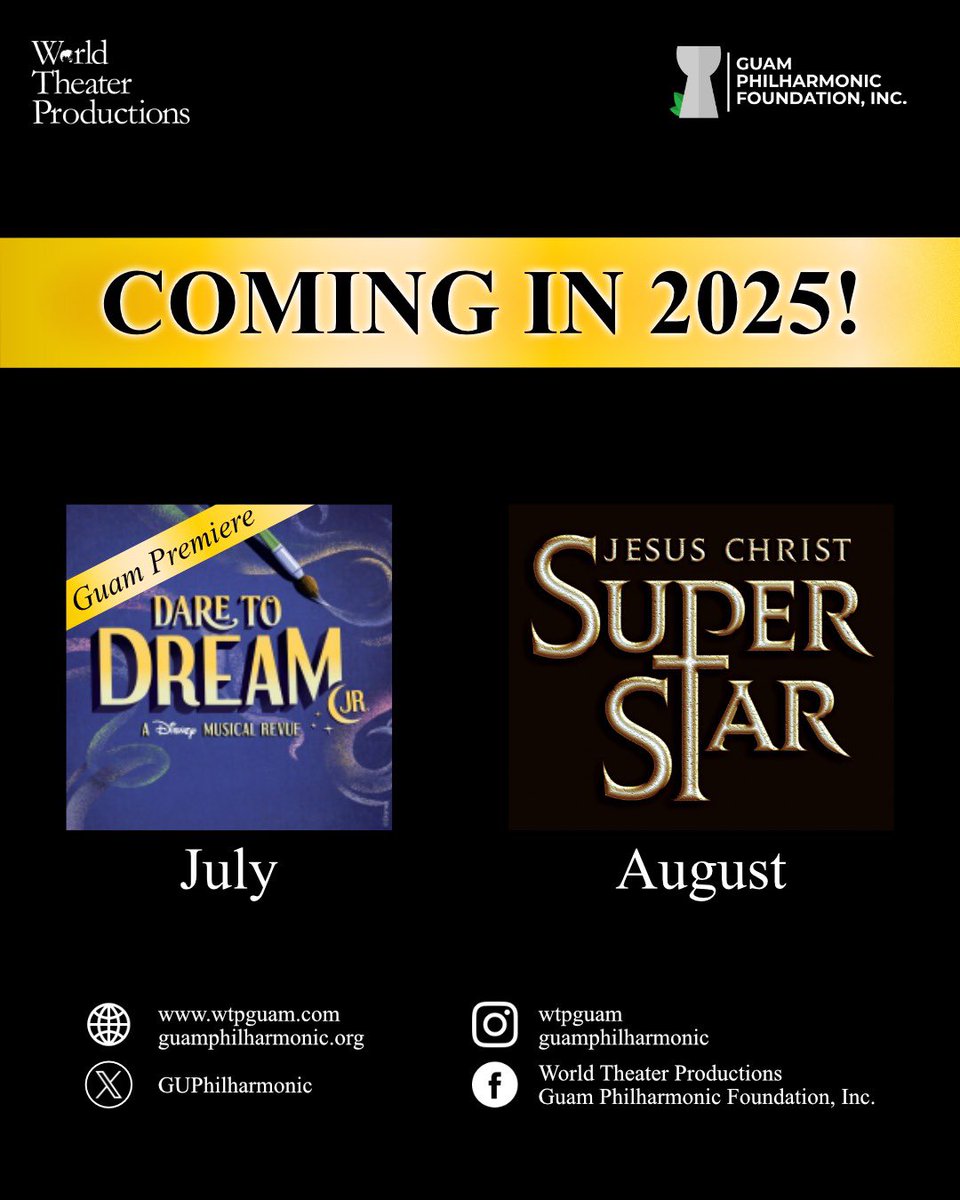 GuPhilharmonic's tweet photo. Are you ready for 2025, Guam? 👀🇬🇺

Two shows in one year and is open to all ages! Auditions and show details are coming soon. Stay tuned! 
.
.
#guam #wtpguam #guamphilharmonic https://t.co/PvW3zJjHka