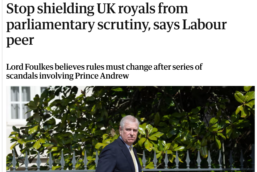 nomoremonarchs's tweet photo. 🚨 Parliament's clerks have "vetoed every attempt to raise concerns about Andrew &amp; other royals", and have "refused" to give permission for George Foulkes to propose a "public register of royal interests". 
Change the rules! Stop shielding the Windsors! https://t.co/VLl7R2mCXB