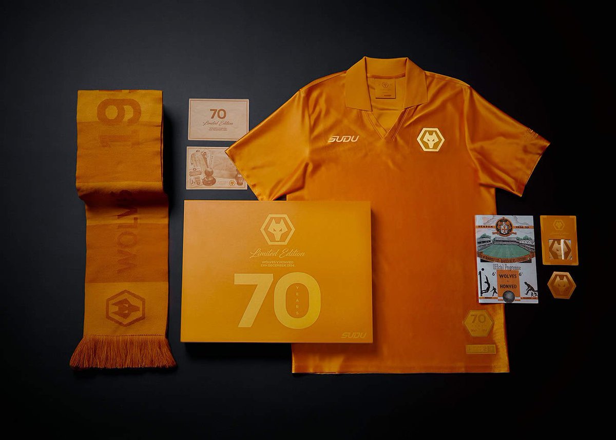 ildelima6's tweet photo. Wolves 70th anniversary shirt to celebrate their ‘floodlit friendly’ victory over Honved in 1954 🟠 @Wolves Thanks to @cfutbolsorpresa 🎁👕⚽️❓ #andorra #wolves #footballcollection #andorrafootballmuseum #AFM https://t.co/uSvMHDULv0
