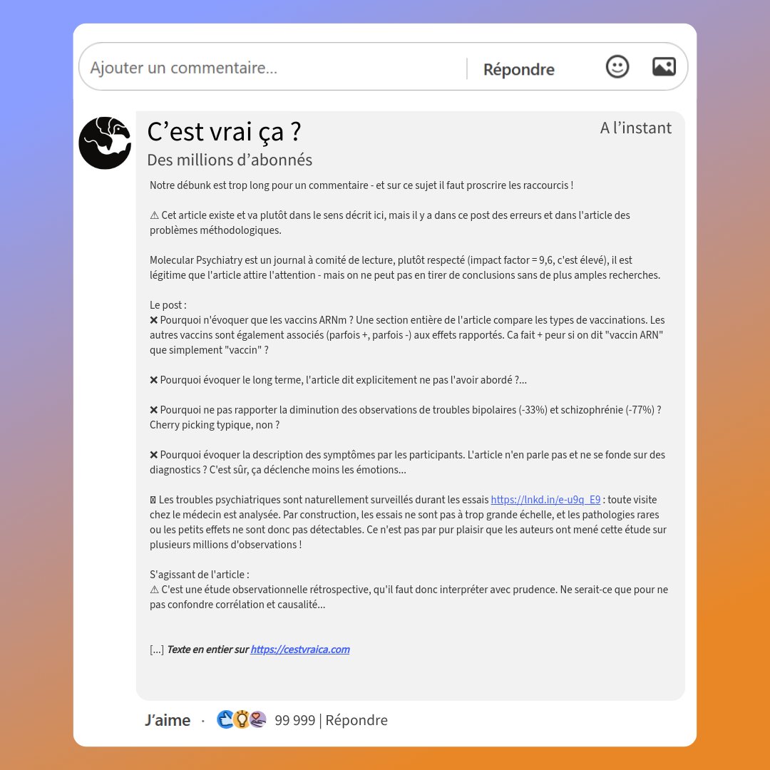Etude alarmante en Corée du Sud sur les vaccins ARNm
Disponible sur notre site : cestvraica.com/debunk/1333853…