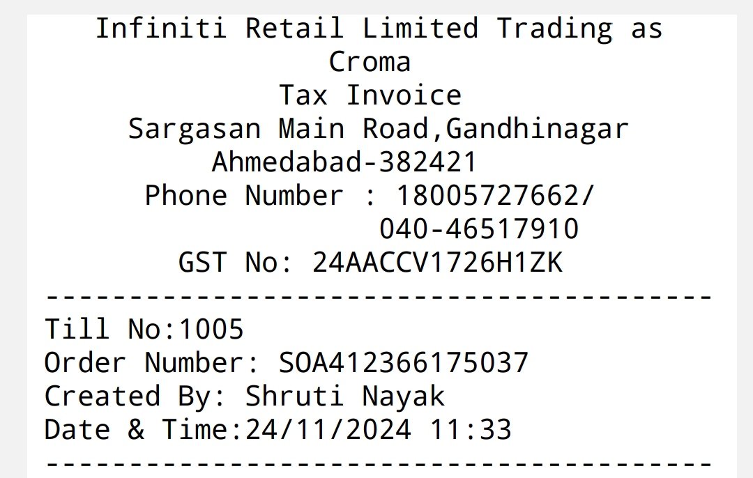 joshuajoice's tweet image. @cromaretail @CromaSupport 
I haven't received the complementary item of Borosil align with my Oven purchase done on Nov 2024 till date from Croma, Kudasan store. Daily I'm getting sms regarding delivery schedule.

#poorresponse #croma #worstcustomersupport