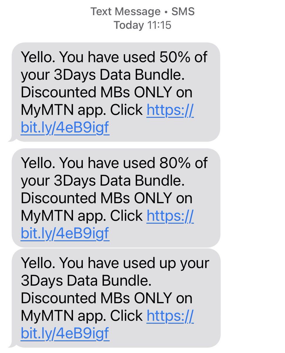 SarahBireete's tweet image. @mtnug this morning 😳😳

All the 3 messages of: you have used 50% of your data; 80% and 100% were sent in one minute the moment I opened my phone #DataTheft