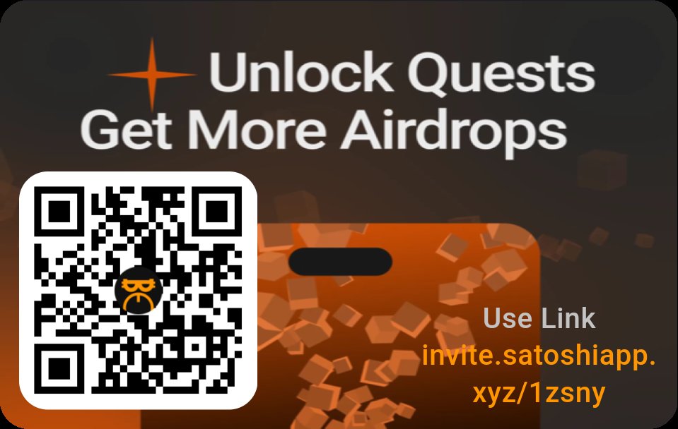 invite.satoshiapp.xyz/1zsny 
Join me on Satoshi App, trusted by 16M+ users. Earn free tokens from top web3 projects. It's quick and easy to sign up. Let's grow our crypto portfolios together!