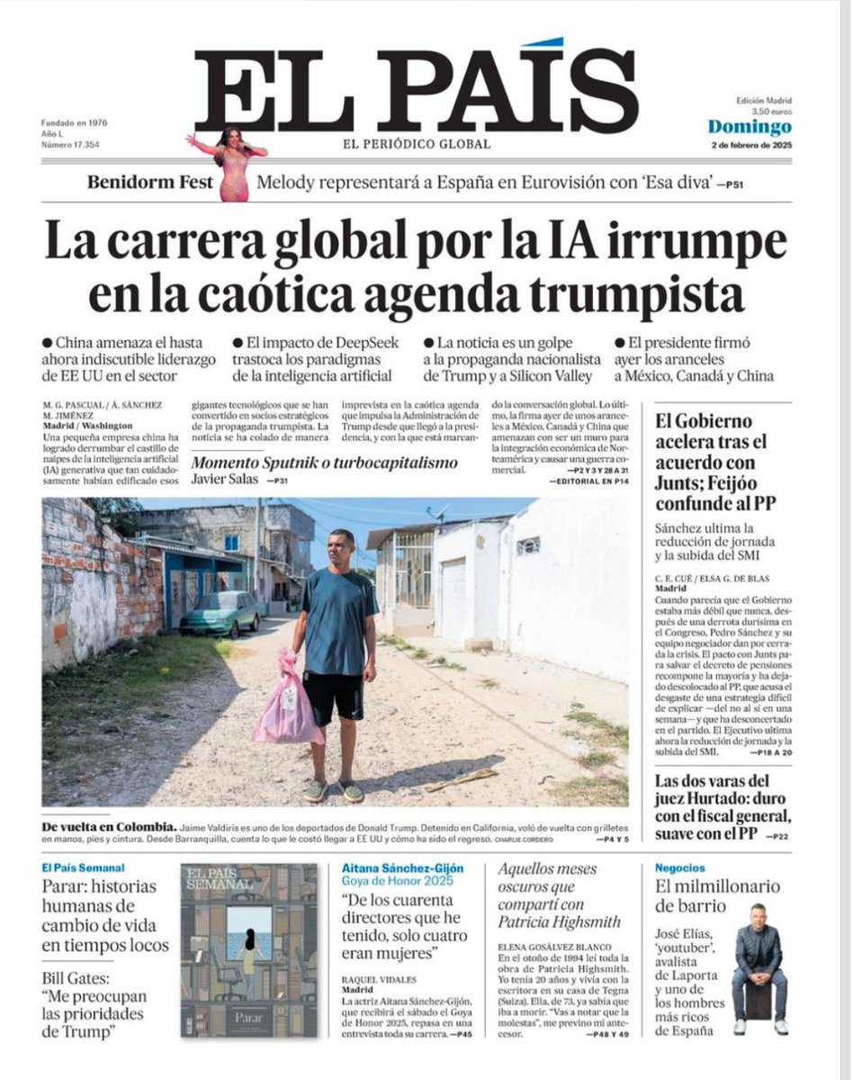 🧵Hoy en <a href="/el_pais/">EL PAÍS</a> analizamos el efecto de la irrupción de la China DeepSeek en la carrera de la IA elpais.com/economia/2025-…