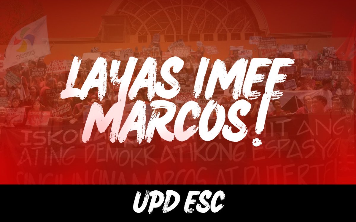 We, the UP Engineering Student Council, condemn the intrusion of the police and Imee Marcos in UP Diliman! 

We do not forget the atrocities committed by the Marcoses onto the Filipino people.

Uphold the university as a bastion of activism and academic freedom! 

#DefendUP