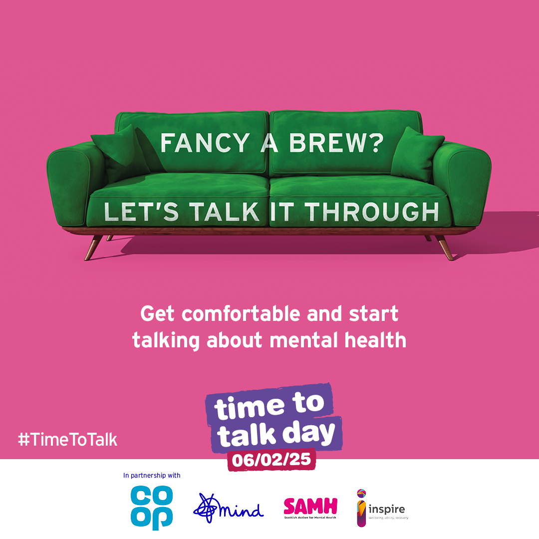 I'm taking part in the biggest conversation about mental wellbeing, with <a href="/coopuk/">Co-op</a>, <a href="/MindCharity/">Mind</a> and <a href="/Rethink_/">Rethink Mental Illness</a> on 6th Feb #TimeToTalk
Find out more 👉 coop.uk/40HMINc