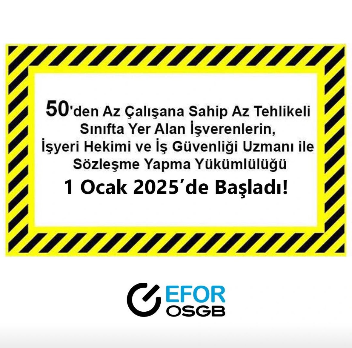50'den az çalışana sahip az tehlikeli sınıfta yer alan işverenlerin, işyeri hekimi ve iş güvenliği uzmanı ile sözleşme yapma yükümlülüğü 1 Ocak 2025'te Başladı! #isg #osgb #isguvenligiuzmani #isgeğitimi #isgkanunu