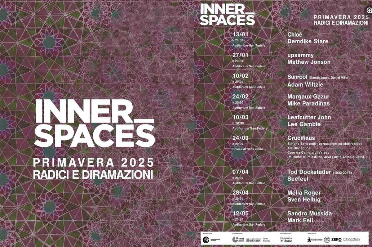 February 10th, I’ll be performing a proper solo drone concert as part of INNER_SPACES evenings in 
Milano, Italy. Details and tickets via - 
dice.fm/event/l8ywwl-i…
10 febbraio // h 20:30 Auditorium San Fedele

Lead photo: @wardmevis