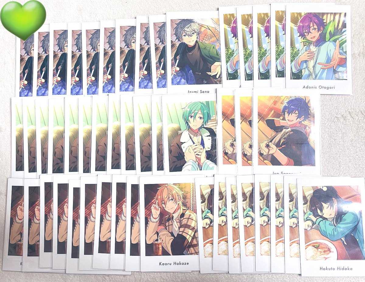 azu_an_Ticket's tweet photo. 【交換】あんスタ ぱしゃっつ vol.5

求:P日和>A日和>P颯馬･AP奏汰

譲:零 薫 アドニス 晃牙 北斗 ス���ル 真 真緒 ジュン 茨 凪砂 泉 レオ 司 嵐 巽 一彩 藍良 燐音 HiMERU ニキ こはく 英智 桃李 渉 千秋 鉄虎 忍 宗 みか 敬人 紅郎 なずな 光 友也 なずな 夏目 宙 つむぎ ゆうた

→ https://t.co/qQqGr5rzr0