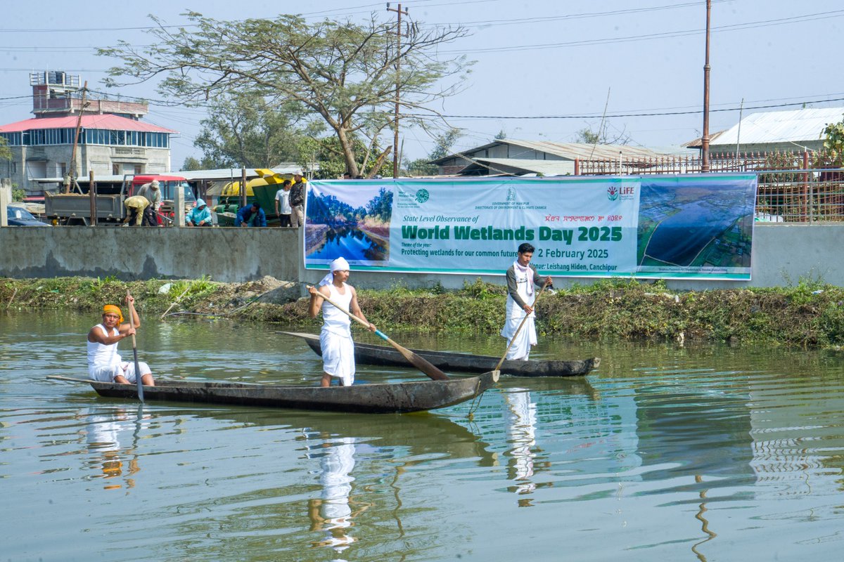manipur_cmo's tweet photo. STATE LEVEL WORLD WETLANDS DAY OBSERVED

#WorldWetlandsDay 2025 was observed today at Leishang Hiden, Canchipur under the UN theme ‘Protecting Wetlands for our common future’. The state level observation, which was organised by the Directorate of Environment and Climate Change, was attended by Hon'ble CM N Biren Singh as Chief Guest, Forest, Environment and Climate Change Minister Shri Th. Biswajit Singh and MLA of Langthabal AC Shri Karam Shyam as president and guest of honour respectively.

Speaking on the occasion, Hon'ble CM stated that Leishang Hiden had been chosen as the site for observing the World Wetlands Day, considering its historical significance and to work out on measures to conserve it.

Continuing that he himself had much concern for the environment, Hon'ble CM recalled the dilapidated condition of Nambul River some years back. He stated that the cleaning process of the river was started when he was the Forest and Environment Minister in 2004. After becoming the Chief Minister of the State, the rejuvenation and conservation work of Nambul River continued and the household wastes along the Nambul river are brought through pipelines and are being treated at the Water treatment plant at Mongsangei, he said. He added that the treated water had been used for agricultural purposes.

He informed that the Leishang Hiden eastern part Phase-I project is being developed with a cost of around Rs. 12.81 crore. He further informed that the western side would also be developed with spaces for walking, cycling and open gym among others. He spoke on the beautification work of road median through planting trees and watering regularly.

Hon'ble CM also announced plans to consider constructing a market shed in Langthabal areas.

Speaking on the State Government’s initiatives to rejuvenate water bodies, Hon'ble CM mentioned that restoration of Yaral-pat had been done. Rejuvenation of Lamphelpat Waterbody project had been taken up with a project cost of around Rs. 650 crores. He raised concern on degradation of the environment and extinction of water sources due to large scale deforestation. Stressing the need to use groundwater as a source of water, Hon'ble CM informed that more than 500 ground drilling pumps had been set up under the Minor Irrigation Department.

He informed that beautification of various rivers including Imphal River and Kongba River would be taken up with a project cost of Rs. 86 crore (approx.). He also spoke on the positive changes which could be seen in Waithou Pat.

Concluding his speech he sought support of the public in the State Government’s initiatives to safeguard the indigenous people of the State and other development initiatives.

During the programme, Hon'ble CM released ‘Wetlands of Manipur’ Version-1.0

Prizes were also distributed for State Level Symposium, Poster Competition, Wetlands Mitra.

PHED Minister Shri Susindro Meitei, Social Welfare Minister Shri Heikham Dingo, MLAs Shri Khongbantabam Ibomcha, Shri Th. Shyamkumar, Shri Sapam Kunjakeswor, Md. Abdul Nasir, Principal Chief Conservator of Forests (PCCF) Shri Anurag Vajpai, Principal Secretary Shri Arun Kumar Sinha and other officials of Environment Department among others.