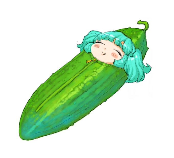 過去絵のキュウリ寝袋にとりちゃんで便乗 #ツインテールの日 
