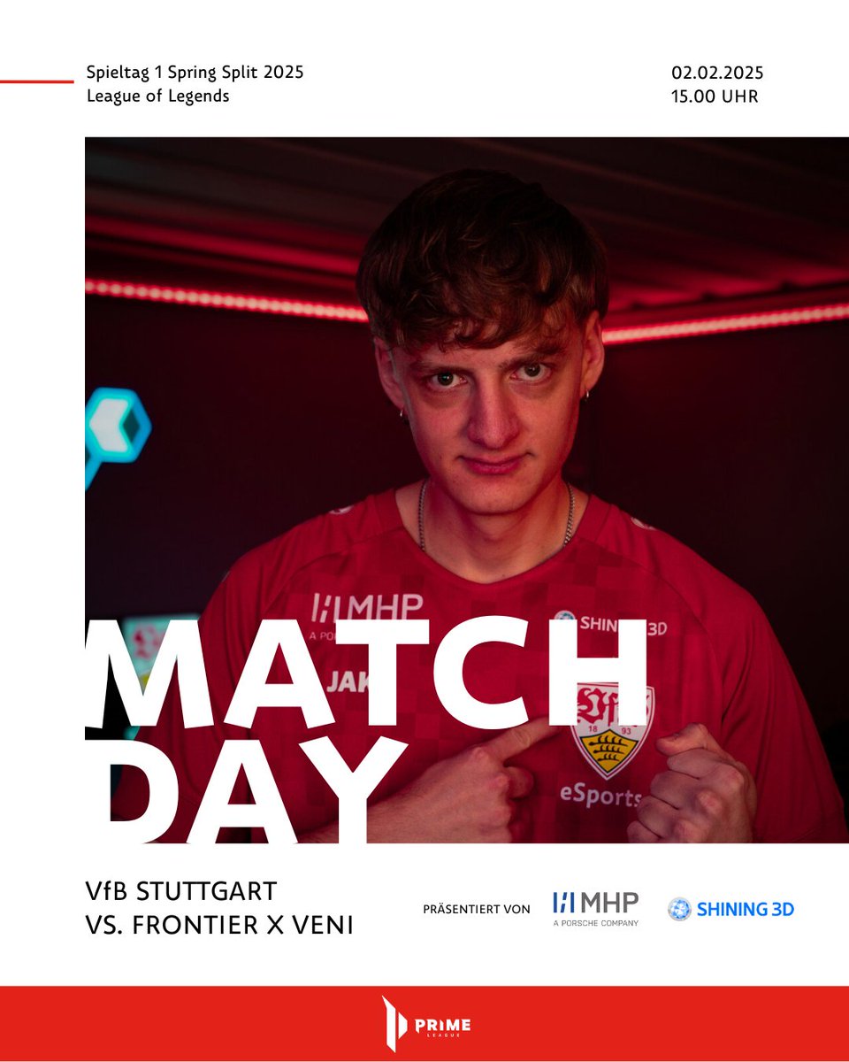 ⚪️ PRIME LEAGUE MATCHDAY 1  🔴

Heute steht unser erster Spieltag in der 3. Divison der <a href="/PrimeLeague/">Die Techniker Prime League</a> an. Wir treffen auf @FrontierEsport x Veni - für uns ganz klar: Wir wollen mit einem 2:0 Sieg in die Liga starten. Gecastet werden die zwei Spiele heute von <a href="/Solemn_ADC/">Solemn</a> als