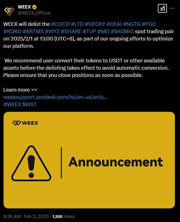 haider_crypto's tweet photo. #weexscam

Guys Yesterday WEEX delisted TUP and many other coins. After 15hours of delisting they issued an announcement on twitter that they are going to delist it. How can an exchange do a scam and loot 300,000$ worth of TUP tokens of customers?? https://t.co/0kr2slbywS