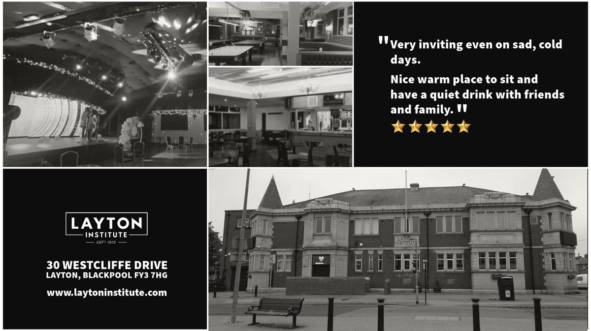 Love receiving reviews like this, reminds us how important places like ours are within our community.
Proud to always be here to offer you &amp; your family that warm welcome 

#laytoninstitute #laytoncommunity #layton #blackpool #fylde #community #venue #supportlocal #recommended
