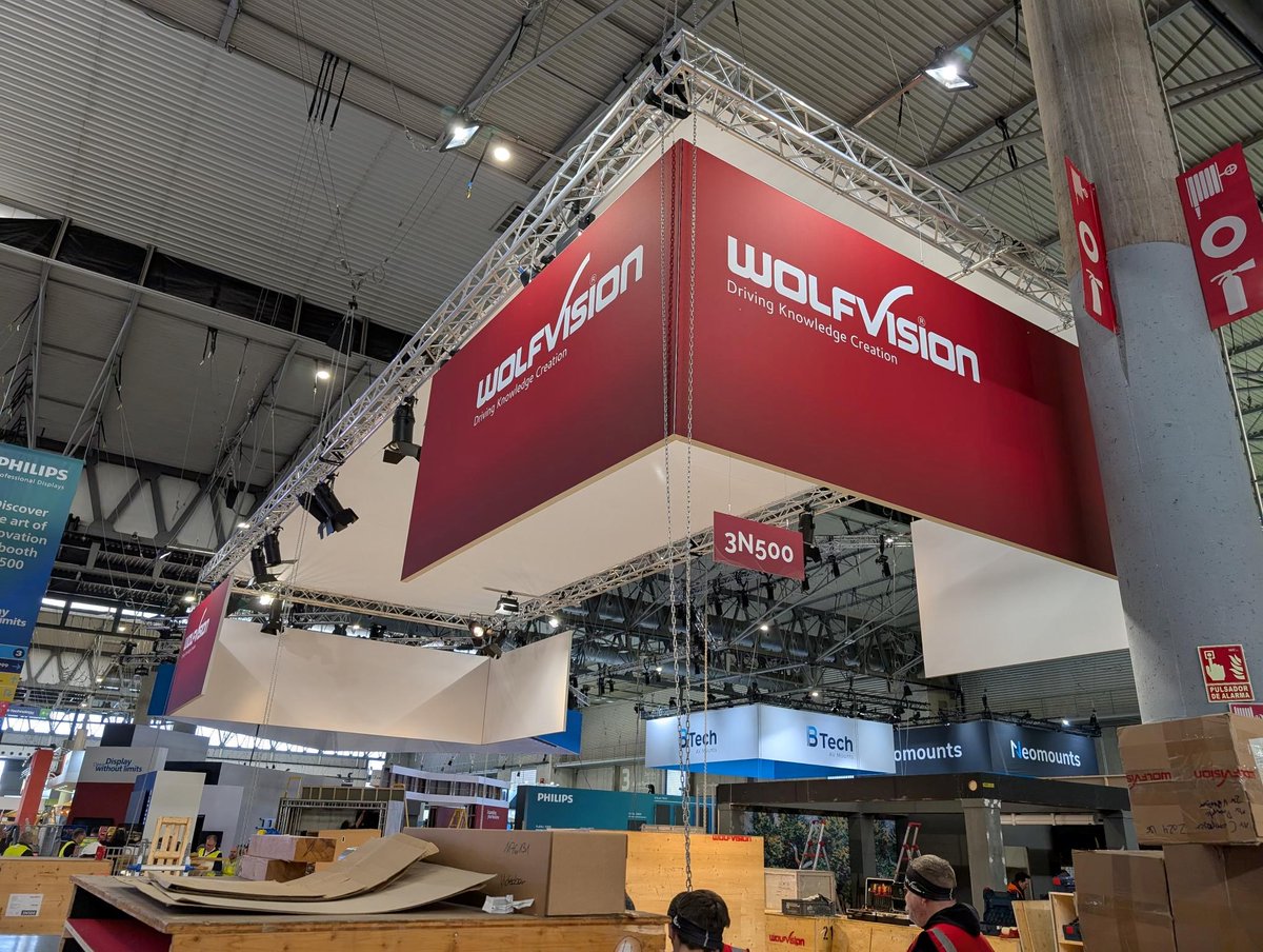 WolfVision_EU's tweet photo. 🚧 The build-up is in full swing! 🚧

Our team is hard at work getting everything set up for #ISE2025 in Barcelona!

🌐 Plan your visit: 👉 https://t.co/oGFTUOkQl8

#WolfVision #Cynap #ProAV #EdTech #HybridMeetings #CourtroomTech