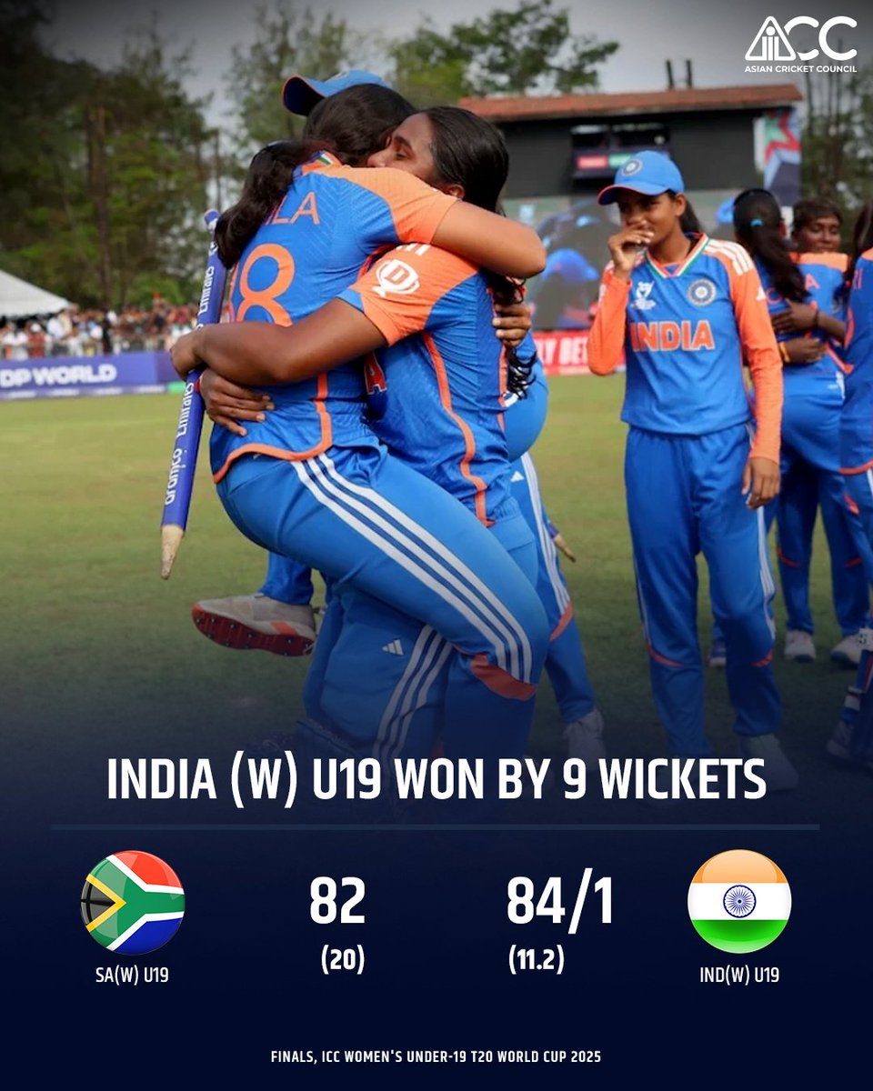 ACCMedia1's tweet image. The Girls in Blue have retained their crown with consistent all-round performances throughout the tournament 🤩

#U19WorldCup #SAWvINDW