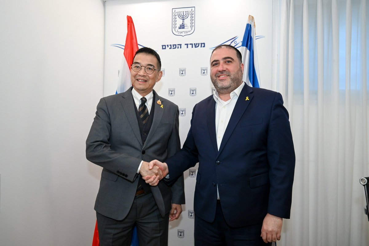 Introducing a new paradigm shift in labor cooperation between Thailand and Israel, FM <a href="/AmbPoohMaris/">Maris Sangiampongsa</a> met with H.E. Mr. Moshe Arbel, Minister of Interior of Israel, to turn the crisis into an opportunity.

The success in securing the release of Thai hostages represents a window of