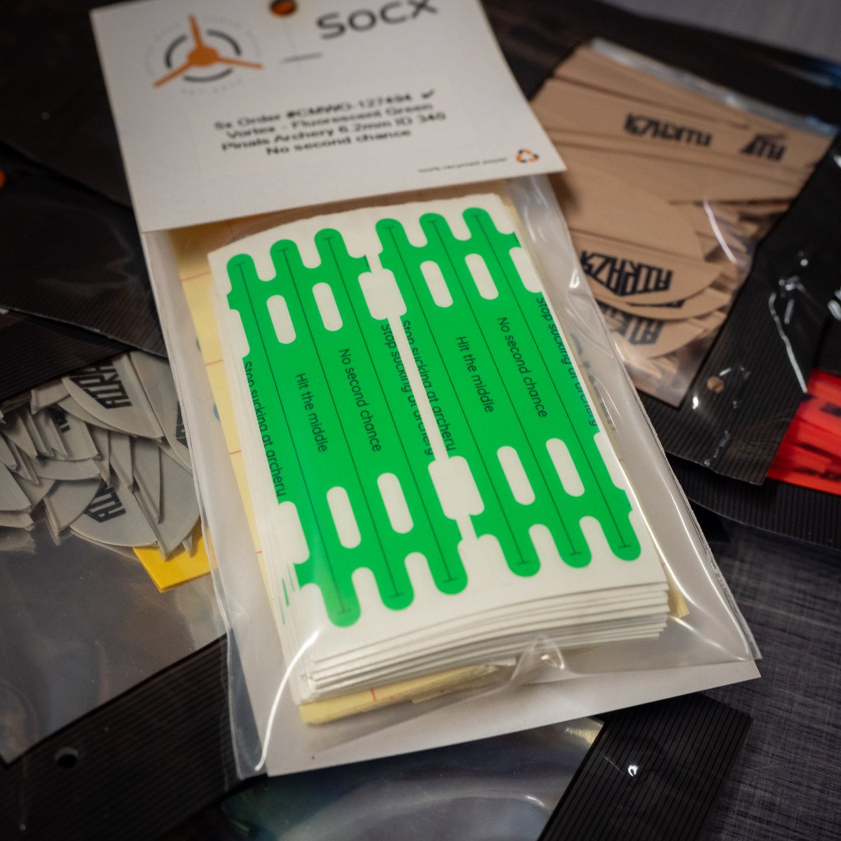 💚 Custom Vortex Fluorescent Green Wraps just shipped!
• For Pinals Archery 6.2mm ID 340 shafts
• Perfect for AAE Arizona AIRAZR 26 vanes

Lightweight, seamless, and designed for precision! Order yours today 👉 custommadewraps.com/product/4-flet…

#ArrowWraps #ArcheryLife #VortexWraps