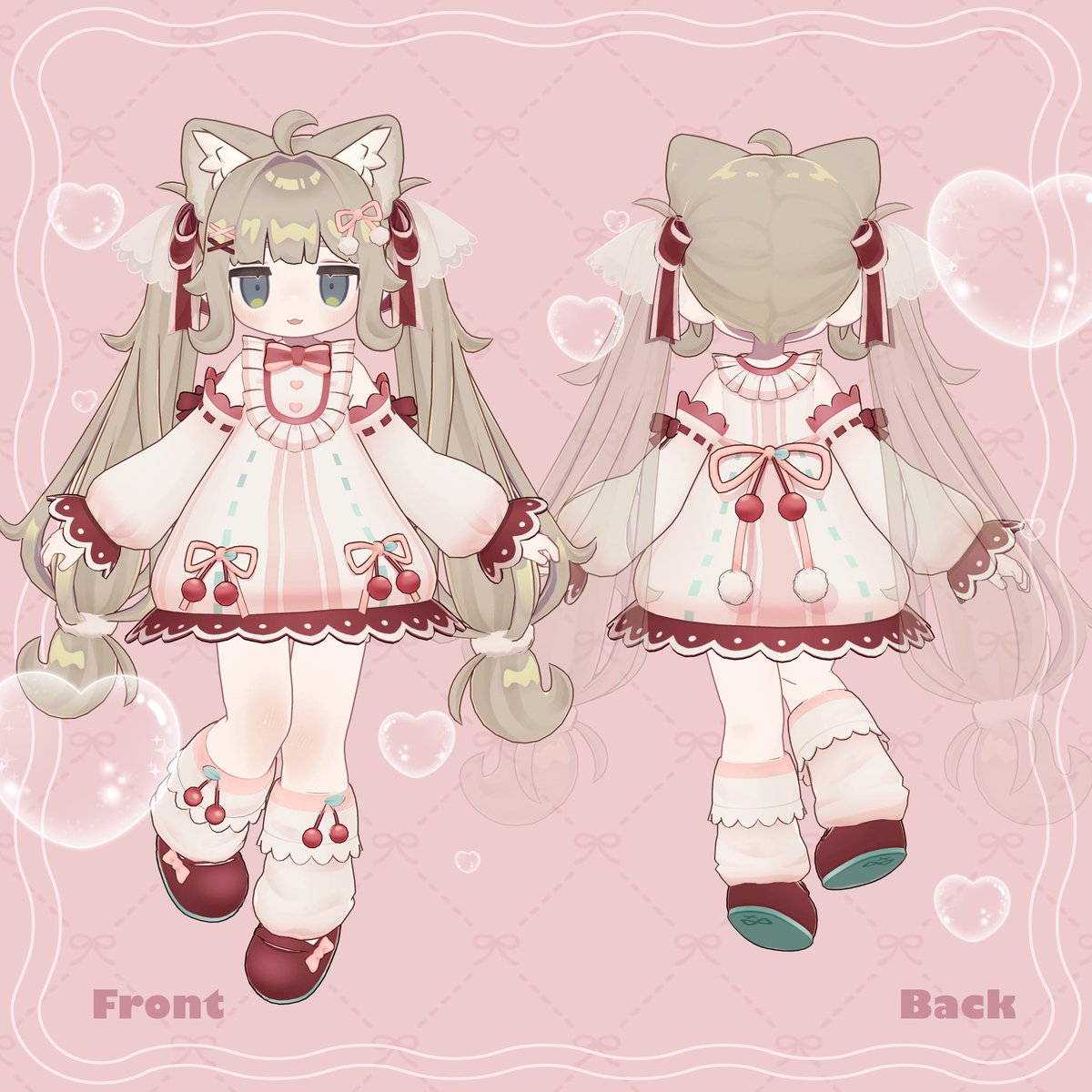 amanoern's tweet image. 🤍プレゼントキャンペーン🤍

キプフェル対応衣装「🍒ケーキワンピース🍓」「ふわリボンツイン🎀」の販売を開始しました〜！✨
2/7までにこちらのポストをRP&amp;amp;当アカウントをフォローした人の中から3名の方に衣装と髪型のセットをプレゼントします💝
booth.pm/ja/items/65305…

#VRChat #キプフェル…