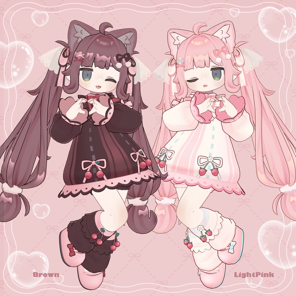 amanoern's tweet image. 🤍プレゼントキャンペーン🤍

キプフェル対応衣装「🍒ケーキワンピース🍓」「ふわリボンツイン🎀」の販売を開始しました〜！✨
2/7までにこちらのポストをRP&amp;amp;当アカウントをフォローした人の中から3名の方に衣装と髪型のセットをプレゼントします💝
booth.pm/ja/items/65305…

#VRChat #キプフェル…