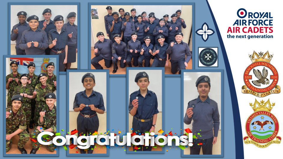 2211 (Bracknell) RAFAC (@bracknellrafac) on Twitter photo Well done to 2211 (Bracknell) Squadron's Hawk Flight on becoming First Class Cadets and achieving their
Essential First Aid badge.
SEMPER PARATUS!
<a href="/AirCadets_TVW/">Thames Valley Wing</a> <a href="/BracknellRAFAC/">2211 (Bracknell) RAFAC</a> <a href="/aircadets/">RAF Air Cadets</a> Well done to 2211 (Bracknell) Squadron's Hawk Flight on becoming First Class Cadets and achieving their
Essential First Aid badge.
SEMPER PARATUS!
<a href="/AirCadets_TVW/">Thames Valley Wing</a> <a href="/BracknellRAFAC/">2211 (Bracknell) RAFAC</a> <a href="/aircadets/">RAF Air Cadets</a>