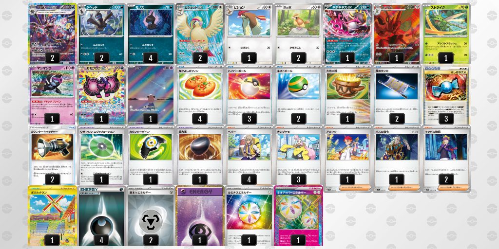 シティリーグシーズン3
サザンドラ
12位

1  タケルライコ　○
2 タケルライコ　✖︎
3 サーナイト　　○
4 ソウブレイズ　✖︎
5 ブリジュラス　○
6 ミライドン　　○

12位

子供達と考えたサザンドラでここまで勝てたのは嬉しい限り☺️

MVPはストライクとハッサム！！