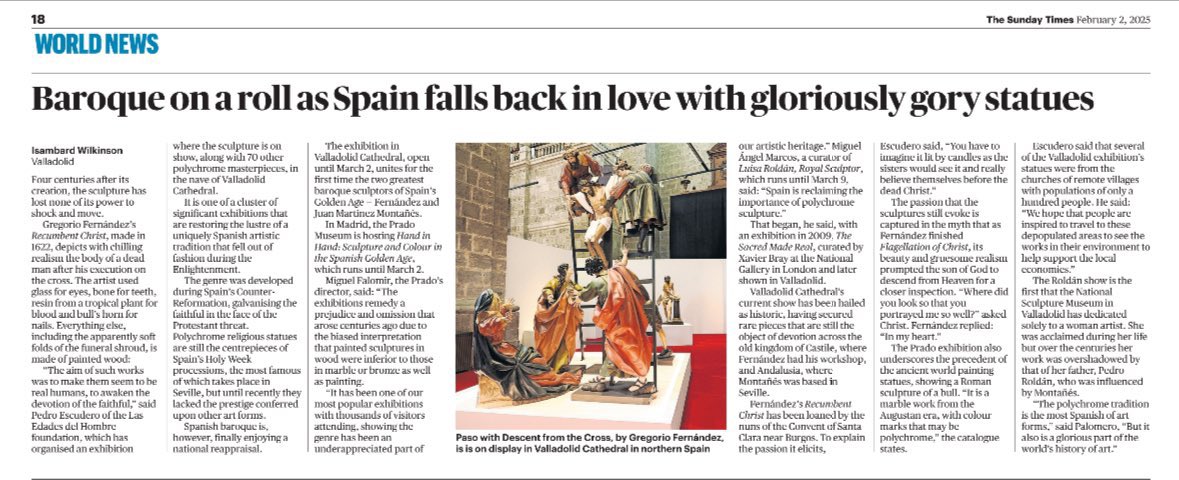 🗞️PRENSA | “Gregorio Fernández y Juan Martínez Montañés. El arte nuevo de hacer imágenes”, en The Times. 

La exposición de los dos artistas que trazaron la imaginería del Barroco español trasciende las fronteras del país.