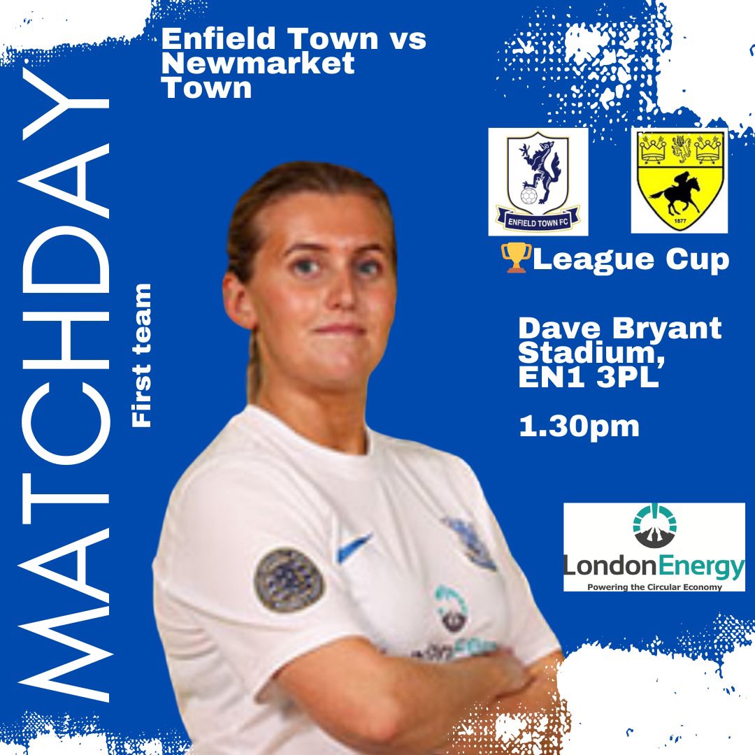 Enfield Town Ladies FC (@enfieldtownlfc) on Twitter photo It’s Matchday!
Our first team are in home cup action this afternoon.
🆚<a href="/NTWomenFC/">Newmarket Town Women</a>
🕰️1.30
📍Dave Bryant Stadium, EN1 3PL
🎟️Adults £4
5 - 17 year olds £1
U5’s Free
Cash strongly preferred for entry
<a href="/ERWFLe/">Eastern Region Women's Football League</a> Cup Quarter Final It’s Matchday!
Our first team are in home cup action this afternoon.
🆚<a href="/NTWomenFC/">Newmarket Town Women</a>
🕰️1.30
📍Dave Bryant Stadium, EN1 3PL
🎟️Adults £4
5 - 17 year olds £1
U5’s Free
Cash strongly preferred for entry
<a href="/ERWFLe/">Eastern Region Women's Football League</a> Cup Quarter Final