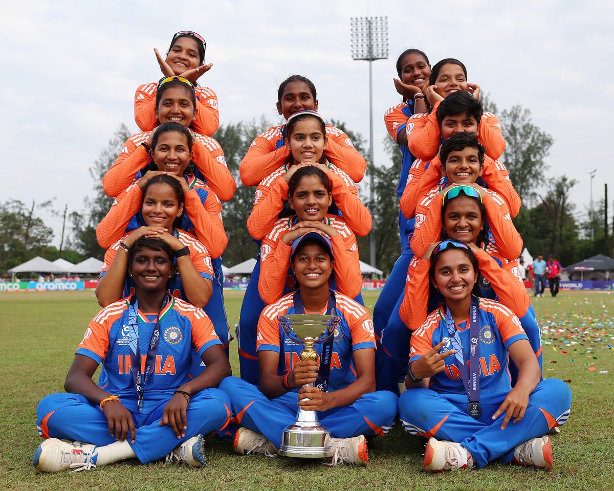 ICC's tweet photo. ̷H̷i̷s̷t̷o̷r̷y̷  𝐇𝐞𝐫-story in the making 🤩🏆

#U19WorldCup https://t.co/Sr0Pry4RyU
