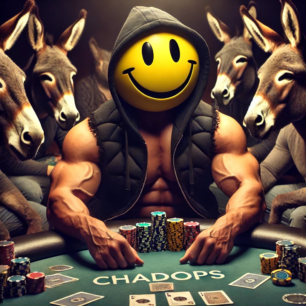 🔥 Hey Chads! 🔥

Tonight at 10 PM (UTC+1), we’re hosting the ChadOps Poker Tournament, organized by our friends at Sol City! 🃏💰

💰 Over $1,000+ in prizes—completely free to enter!

To join, you just need to meet two simple conditions:
✅ Be in our Discord
✅ Hold an NFT from