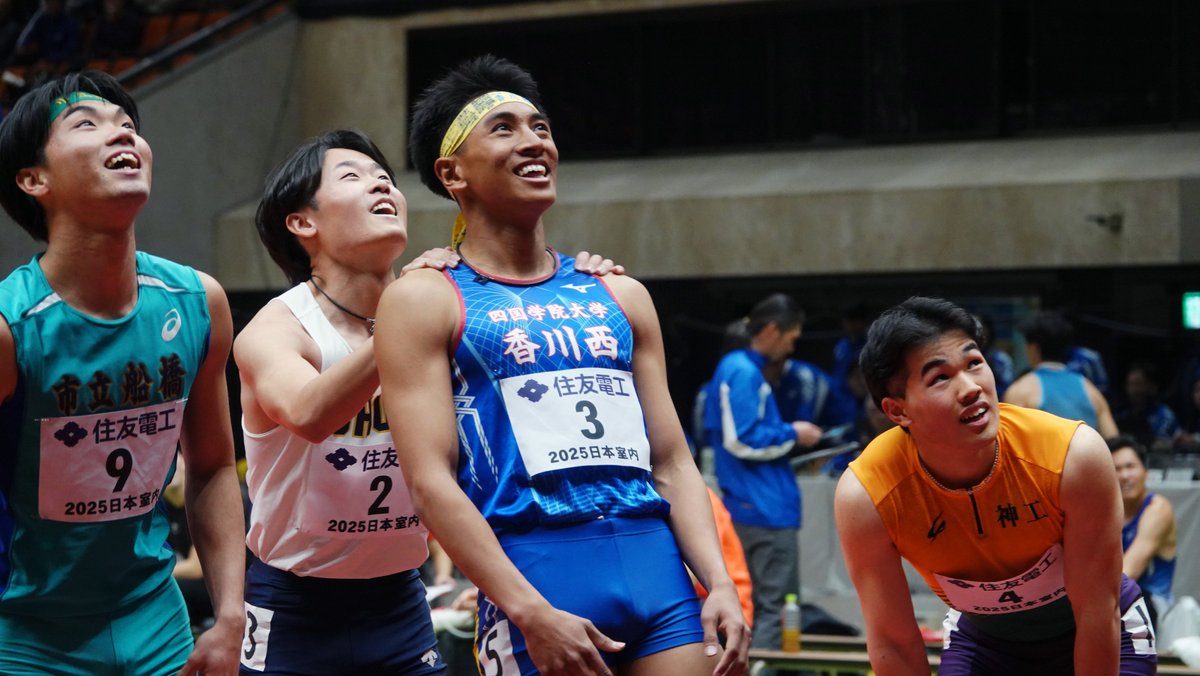 jaaf_official's tweet photo. 【#日本室内陸上】
/／
U20男子60m決勝　結果
\＼

1位🥇#マルティネスブランドンボイド（四学香川西高）6秒76
2位🥈#小室歩久斗（つくば秀英高）6秒78
2位🥈#石井空我（東京学館高）6秒78

✅大会情報
https://t.co/0FBtWmZUcD
#日本選手権室内 #JAAF #陸上 https://t.co/b3G1f32wyk