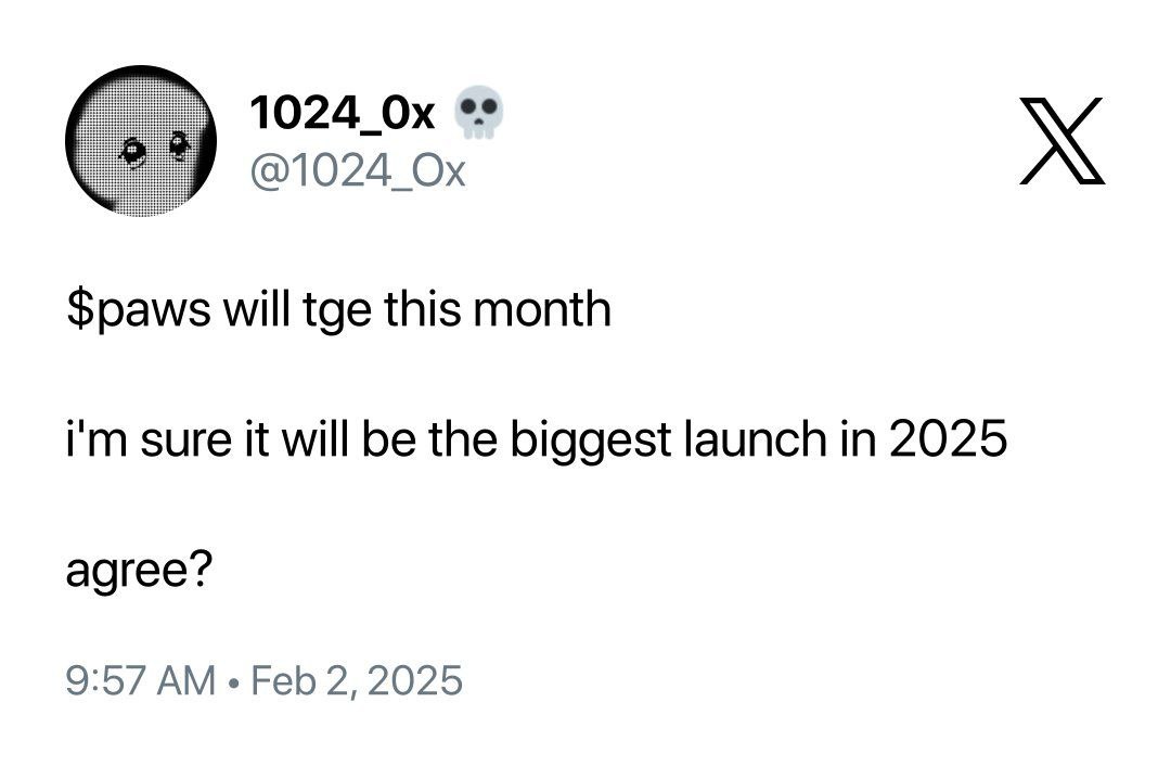 $PAWS TGE Confirmed For This Month FEB 🔥