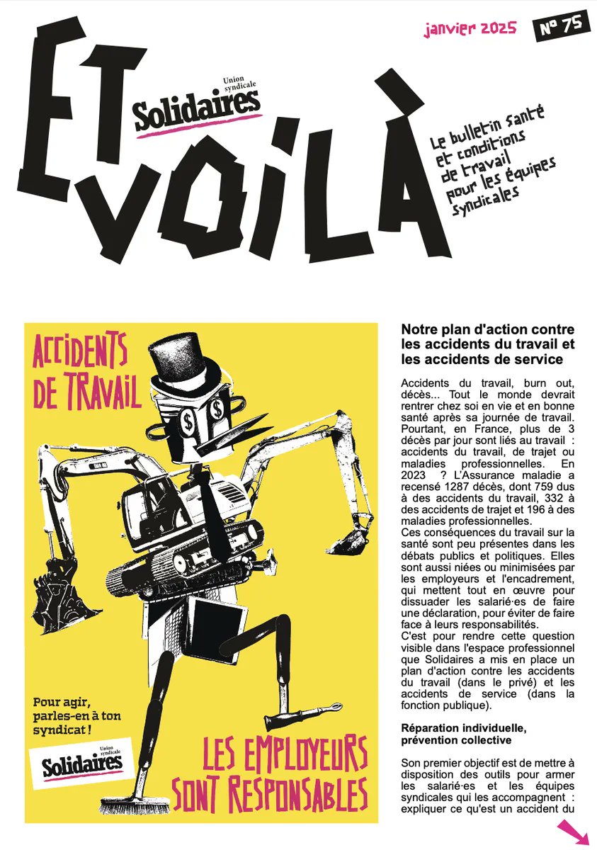 📌Le dernier bulletin "Et Voila, santé et conditions de travail pour les équipes syndicales" est en ligne ! 
Au sommaire : le plan d'action de Solidaires contre les accidents de travail et de services, agir contre l'invisibilisation des cancers professionnels, amiante à l'école :