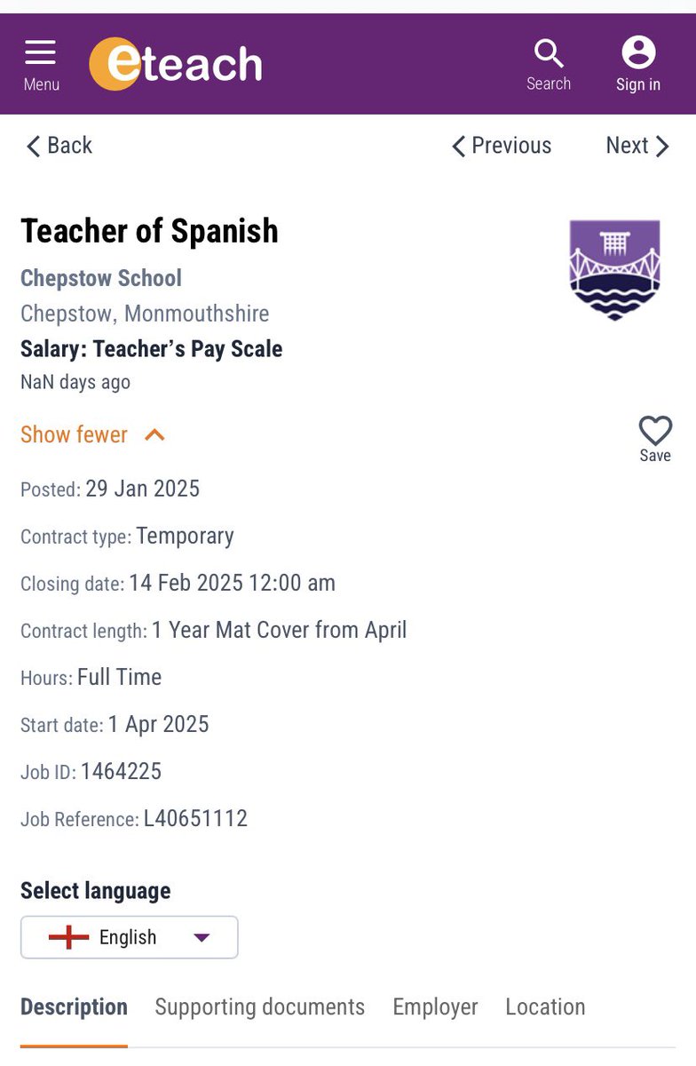 ‼️We are looking for a temporary teacher of Spanish for a maternity cover post. If you’d like to join our fantastic LLC department, take a look on Eteach! ‼️