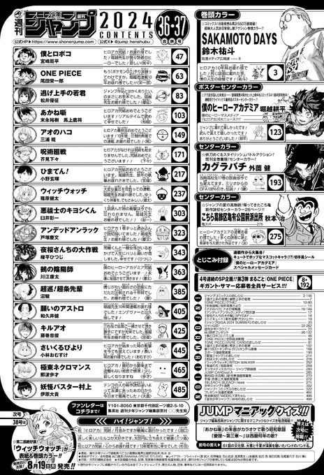 少年ジャンプのヒロアカ最終回号と最新号の目次を比較すると、バトル漫画は質云々以前にそもそも数が圧倒的に減っているんだよなあ。最終回ラッシュは予想できていたことなので、そこはもう少し対処してほしかった。 