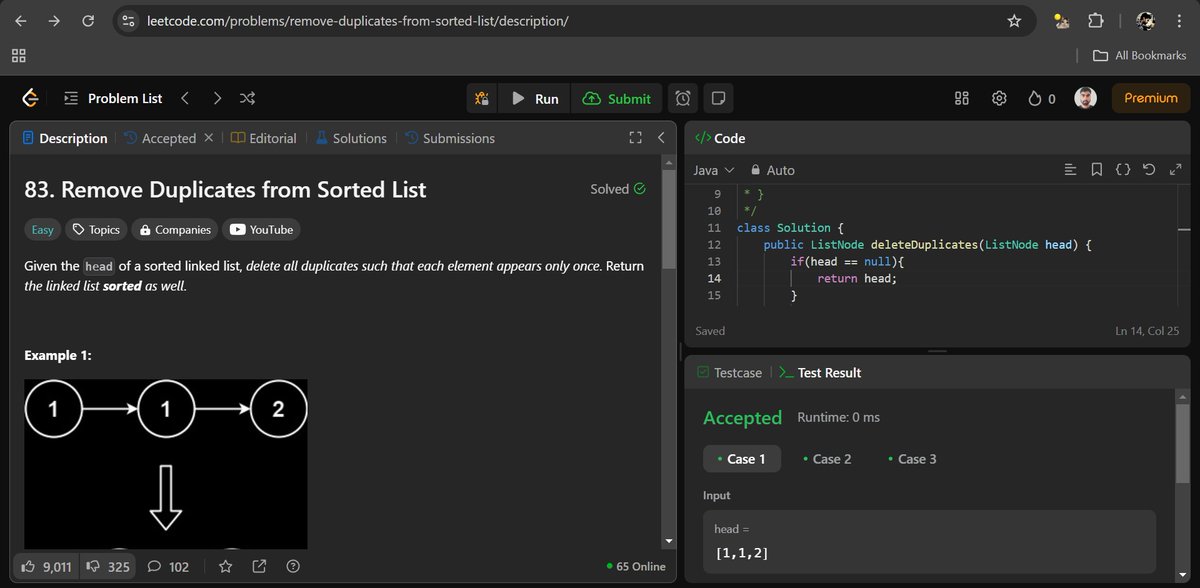 surajgupta85252's tweet photo. #day88
#leetcode Problem no.  84
Problem name - Remove duplicate from Sorted List #java #dsa #100daysofcoding #CodingJourney #gfg160 https://t.co/5yETlF1f5o
