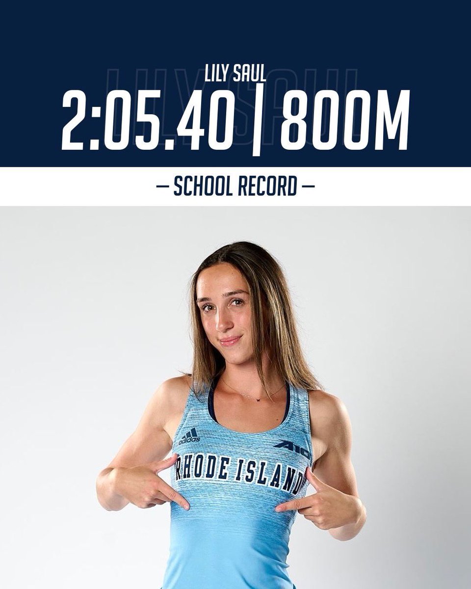 Congratulations to Lily for running the 1st <a href="/universityofri/">URI</a>  School Record of the year at the #BUTerrierClassic. She is leading the #A10ITF in the 800 Meters and 1000 Meters! #GoRhody